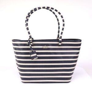 Kate Spade Cedar Street Stripe Harmony Bag- Offshore-Pebble